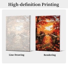 Framed Paint by Numbers Kit for Adults, Autumn Leaves Paint by Numbers Kit fo…