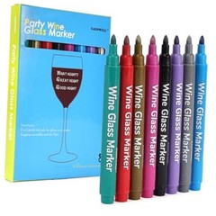 Metallic Wine Glass Markers 8Pcs, Non-Toxic, Food-Safe, Dishwasher-Safe, Blue