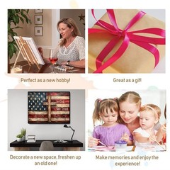 American Flag with Cross Paint by Numbers Kit for Adults On Canvas, Independe…