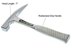 11”/20oz Rock Pick Hammer With Rubberized Handle & Plastic Tip Cover, Overall w