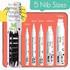 5 Acrylic White Paint Pens – Fine & Jumbo Size Ink Pens (1mm, 3mm, 6mm, 10mm,…