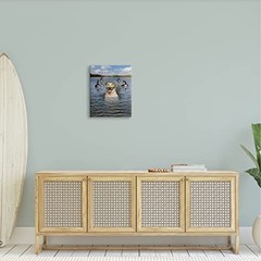 ‘Funny Dog Goggles Swimming Bay’| Canvas Art | | 16 x 20 Inches, 20″L x 16″W