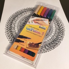 Le Plume II 6 Piece Modern Marker Set AND 80+ Sheets of Coloring Pages