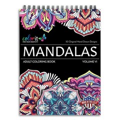 ColorIt Mandalas Volume VI Spiral Bound Adult Coloring Book with 50 Mandala P…