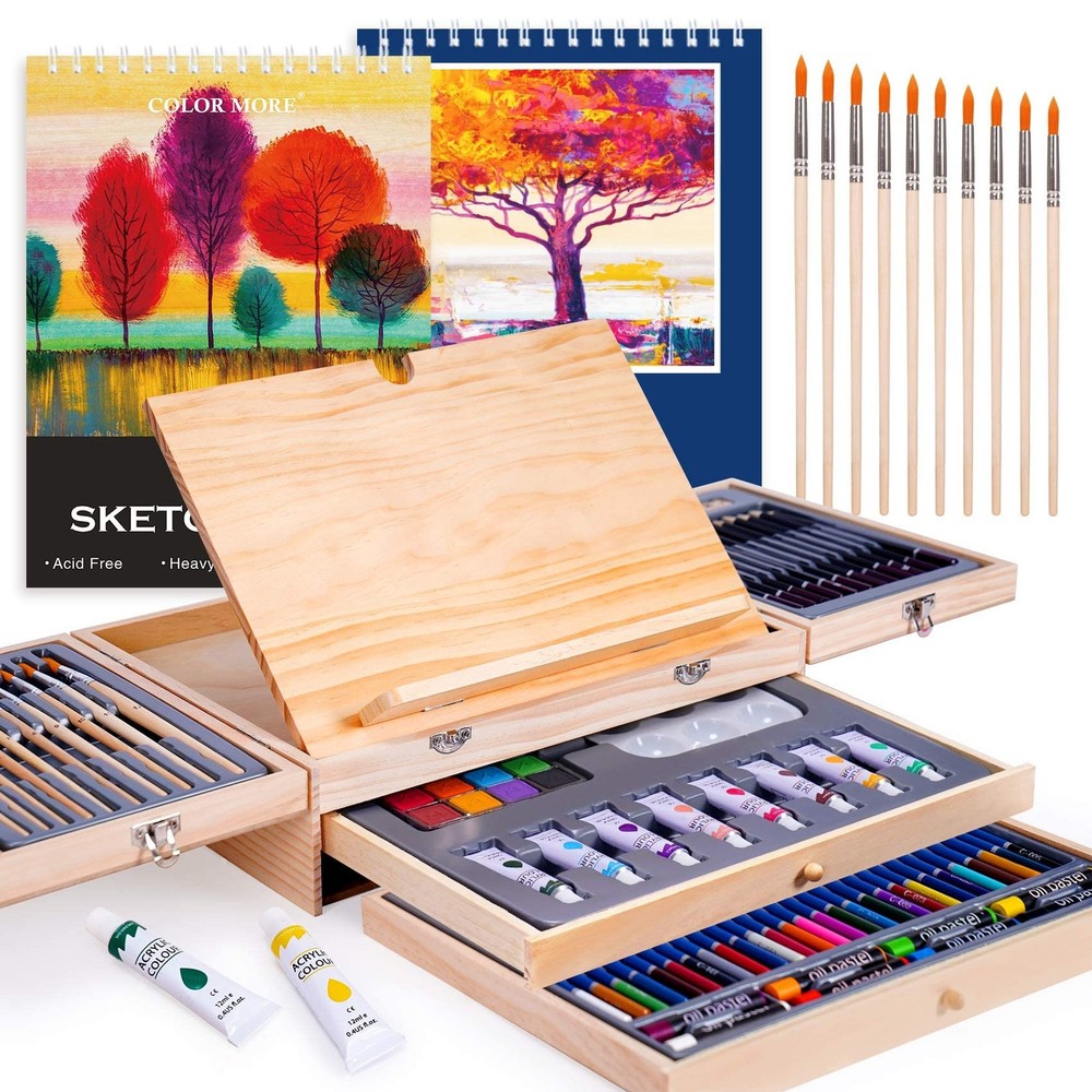 85 Piece Deluxe Wooden Art Supplies, Art Kit with Easel and Acrylic Pad, Art …