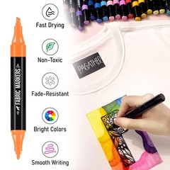 Fabric Markers Permanent for Clothes, 40 Colors Dual Tip with Fine and Chisel…