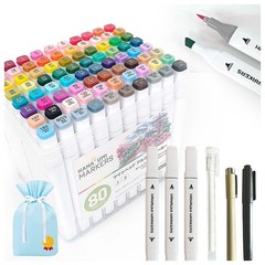 Hanaumi Marker Set 80 Colors Brush Tip Alcohol Markers