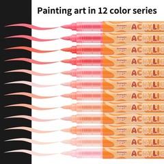 Guangna Acrylic Paint Markers 12 Colors, Skin Tone Series Set with Soft Brush Ti