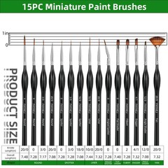 Detail Paint Brushes Set,15pcs Miniature Paint Brushes for Fine Detailing, Art P