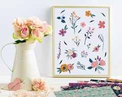 Whaline 24 Sheet Spring Floral Pattern Paper Pack 12 Pastel or Colors