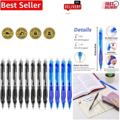Portable 12-Pack Click Gel Pens – 8 Black & 4 Blue Ink for All Writing Needs