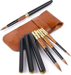 Kolinsky Travel Watercolor Brushes, 3Pcs Elegant Kolinsky Sable Watercol