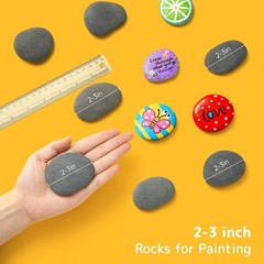 Simetufy 25 Pcs Rocks for Painting, 2″-3″ Painting River Rocks, Flat & Smooth…