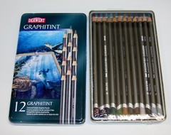 Derwent 12 Graphitint Water Soluble Tinted Graphite Art Drawing Pencils