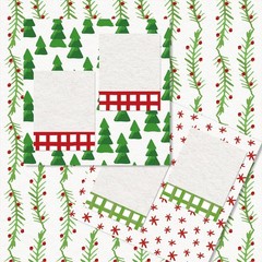 JarThenaAMCS 24 Sheets Christmas Pattern Paper Watercolor Xmas Red, Green