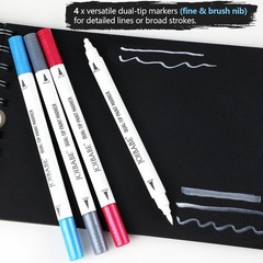 Black Sketchbook Set：5.5″ x 8.5″ 100GSM Aicd-35 Sheets Black Sketchbook & 4 D…
