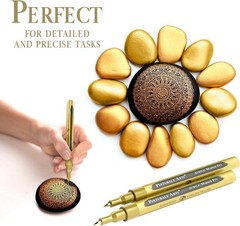 4 Gold Paint Pen Fine Tip | Set 4 Acrylic | Extra