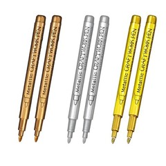6Pcs Metallic Paint Marker Pens Gold Silver Permanent Art Markers for Crafts