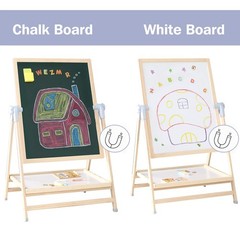 QZMTOY Kids Art Easel, Deluxe Standing Easel Set, Adjustable Art Table, Magnetic