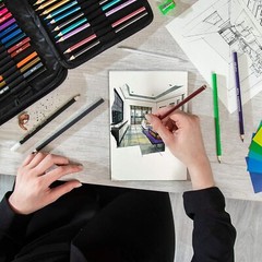 Zenacolo 74-Piece Drawing Set, Watercolor, Graphite, Charcoal Pencils,Sketchbook