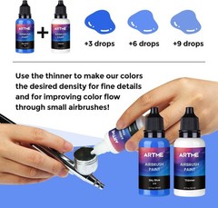 Airbrush Paint – 42 Colors with 4.05 Fl Oz Thinner, Iridescent, Neon and Metalli