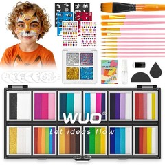 Professional Face Painting Kit for Kids Adults 12x10g+4 Colors Split Cake