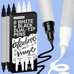 Acrylic Paint Pens – Dual Tip Markers – Brush & Fine Tip Paint Pens for Calligra