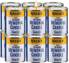 Rokeach 24 Hour Candles, Yahrzeit Memorial Candle, Tin (12 Pack) Small, White