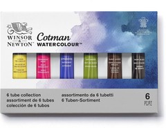 Professional Cotman Watercolor Set – 6 Rich 8ml Tubes with Portable Accessories