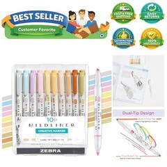 Mildliner Dual-Tip Highlighter Marker Set, Broad and Fine Point Tips, No Blee…