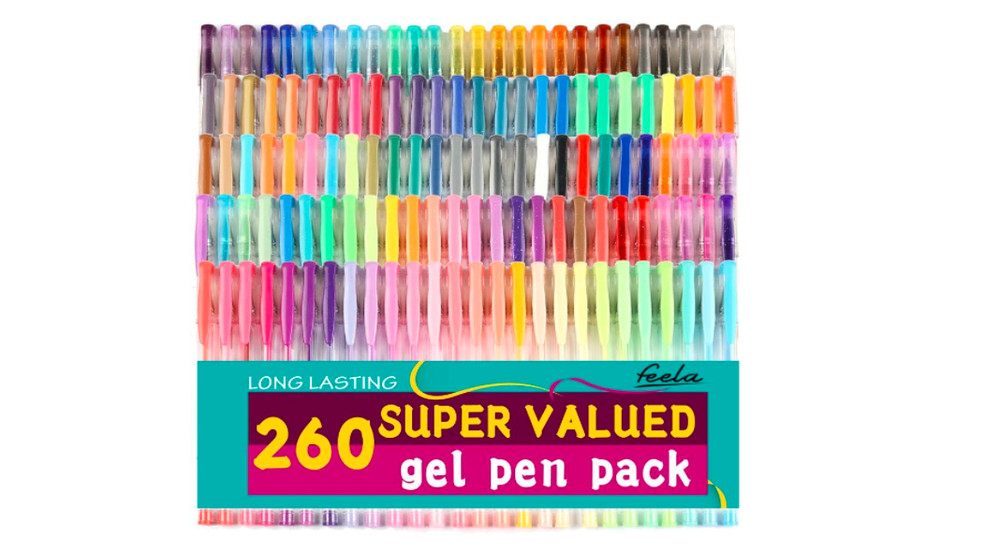 260 Colors Gel Pens Set Coloring Writing Drawing Pen Kid Adult Neon Art Markers
