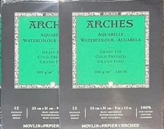 Lot Of 2 Arches 9×12 inch Cold Press Watercolour Natural White 140lb