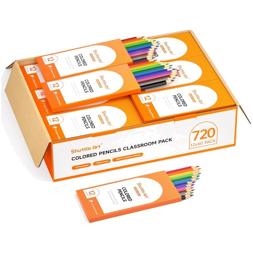 720 Bulk Colored Pencils Set – 12 Colors – Pre-sharpened