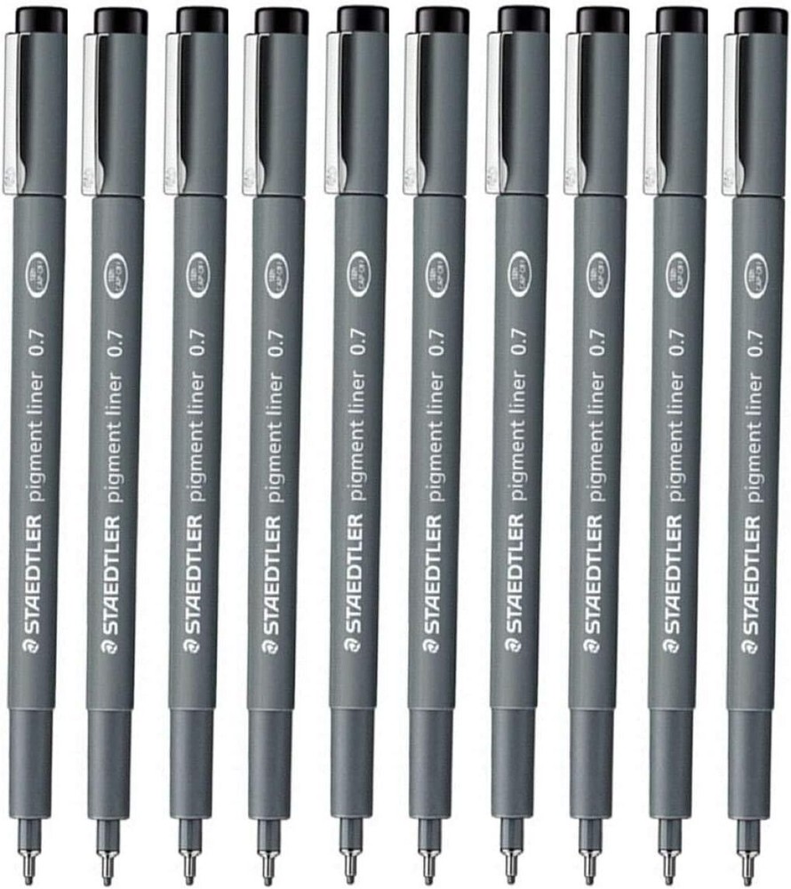 Staedtler 0.7 mm Pigment Liner Fineliner Sketching Drawing Drafting Pens 10 Pack