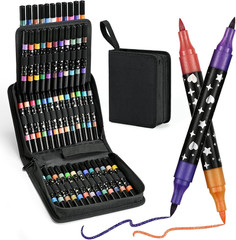 96 Colors Glitter Brush Markers,48 Pack Dual Tip Brush Glitter Marker for Doo…