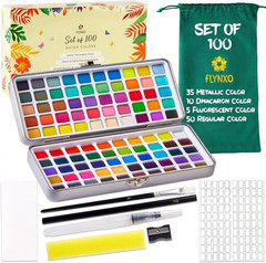 Professional Watercolor Paint Set – 100 Colors Including Metallic, Neon & Candy