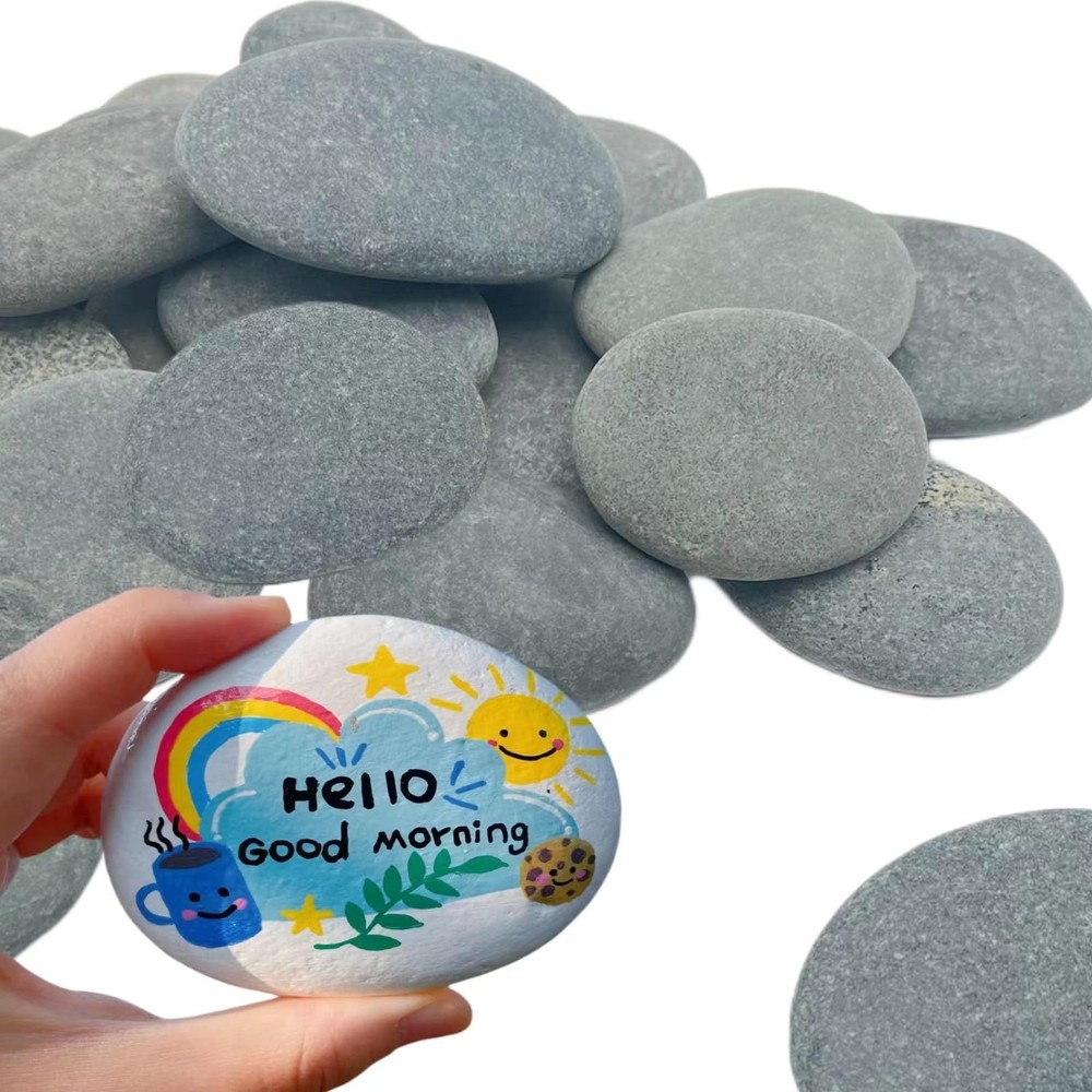 24 Pcs Rocks For Painting 3″4″ Flat Diy Painting Rocks Large Smooth Rocks For Cr