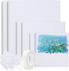Stretched White Canvas Set of 8 Primed Art Panels 40×30 30×20 20×15 Paintings