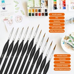 11PCS Fine Detail Paint Brushes Set, Miniature Varies (0/5 to 7), Black
