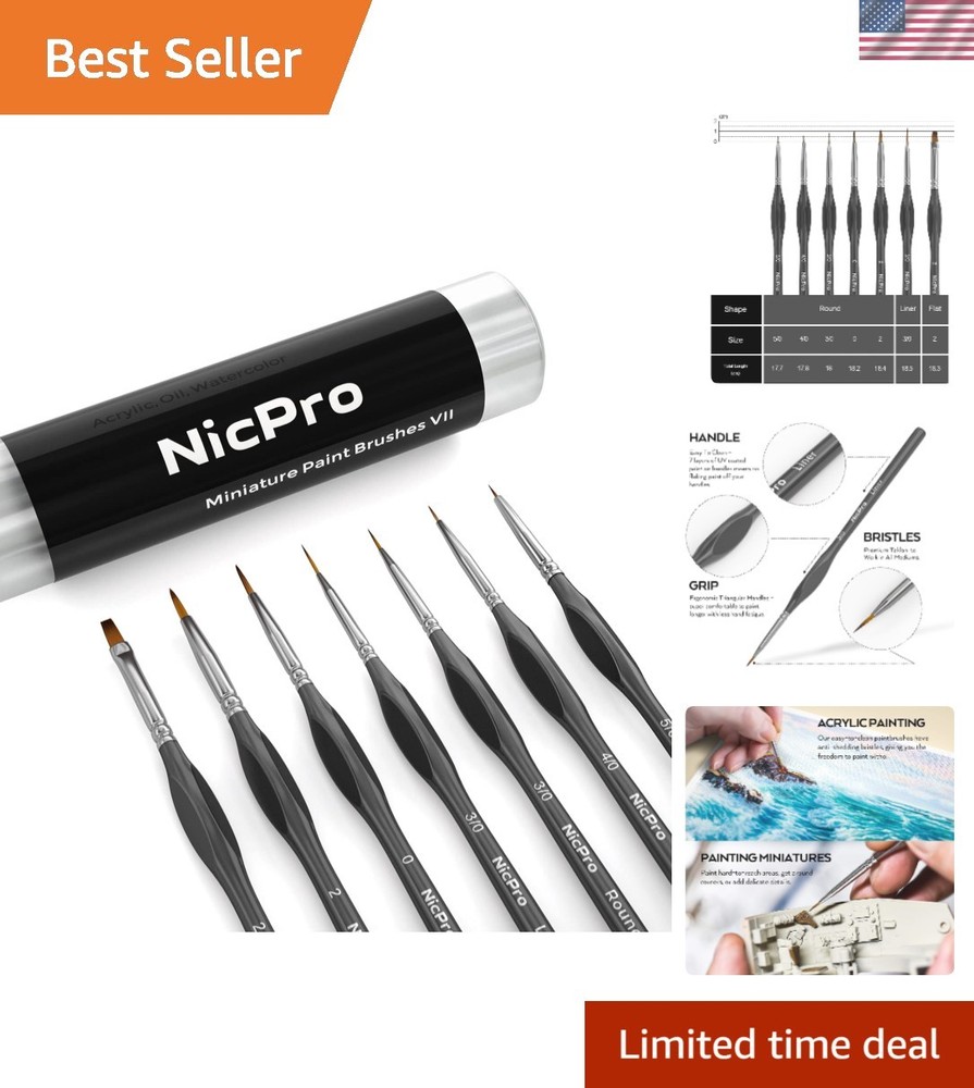 7 PCS Micro Fine Detail Paint Brush Set, Small Miniature Fine Tip Detail Brus…