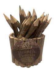 20 Assorted Branch Colored Pencils With Matching Wooden Holder