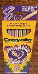 New VIntage Crayola Colored Pencils Smooth Bright 1998 8 Metallic Colors 1998
