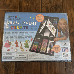 Art 101 Budding Junior Artist 179 Piece Draw Paint Create Art Set Pop-Up Easel