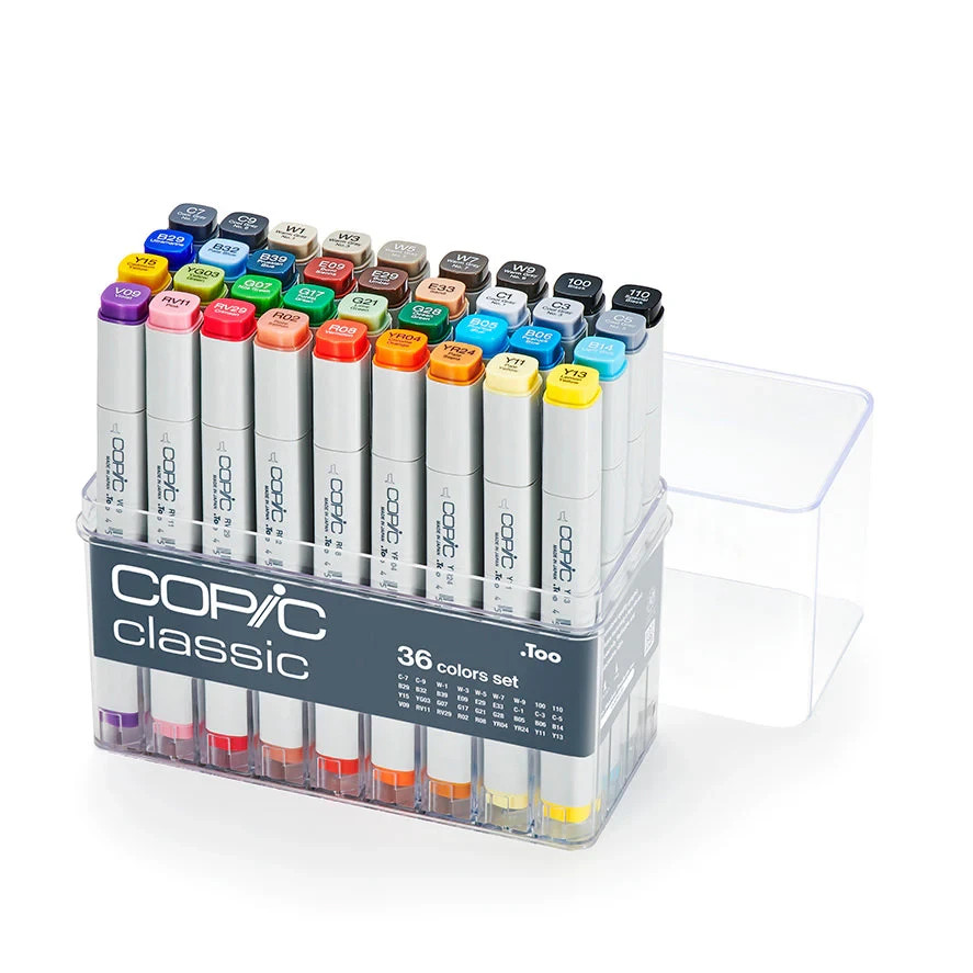 COPIC® Classic 36PC Basic Set (Markers are new, but plastic case is damaged)