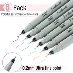 Mr. Pen- Colored Fineliner Pens, 6 Pack, 0.2mm 1 Count (Pack of 6), Assorted
