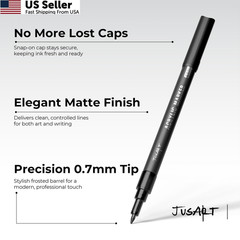 JusArt 6 Pack Black Acrylic Paint Markers, 0.7mm Fine Point 6 PCS,
