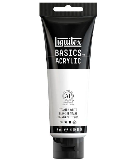 Liquitex BASICS Acrylic Paint, 4-oz tube, Titanium White, 4 Fl 118ml