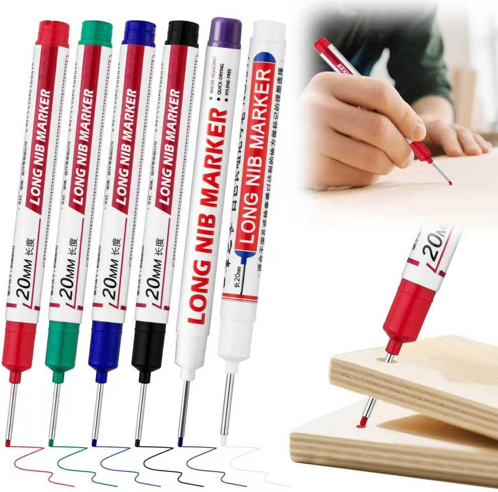 6 PCS Long Head Deep Hole Marker Pens20mm Long Nib Marker Longs Nose Markers