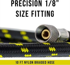 Versatile 10ft Nylon Braided Airbrush Hose – Flexible & Reliable 1/8″ Fittings