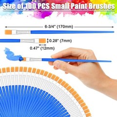 100Pcs Small Flat Top Paint Brushes Bulk Mini Acrylic Classroom Craft Detail Set